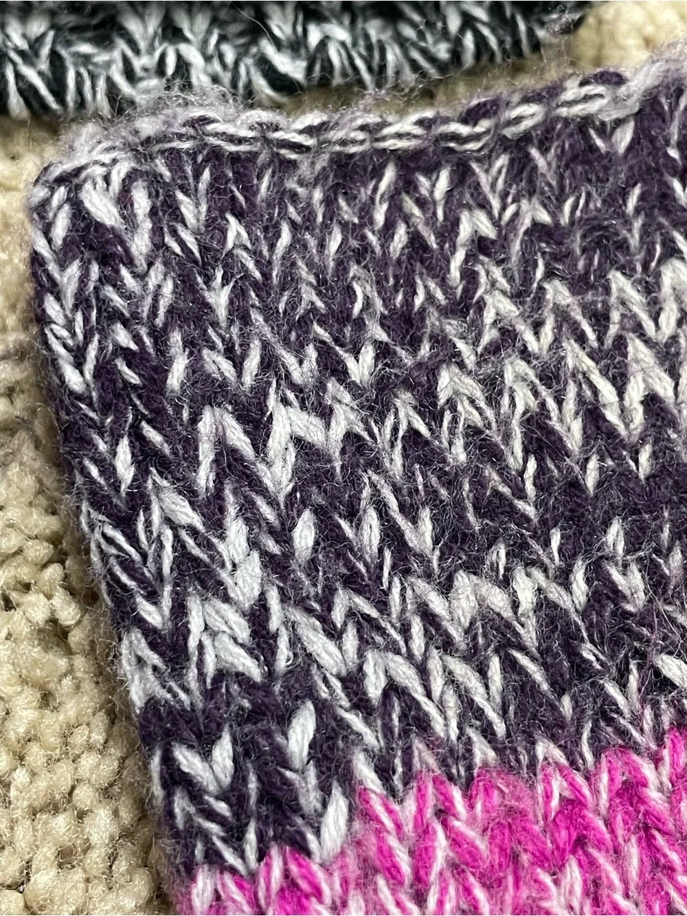 Shiraleah Black, Gray & Magenta Knit Beanie with Fingerless Gloves